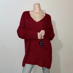 AVA & VIV WOMEN'S PLUS SIZE PULLOVER SWEATER WITH SHINE RED - 3X